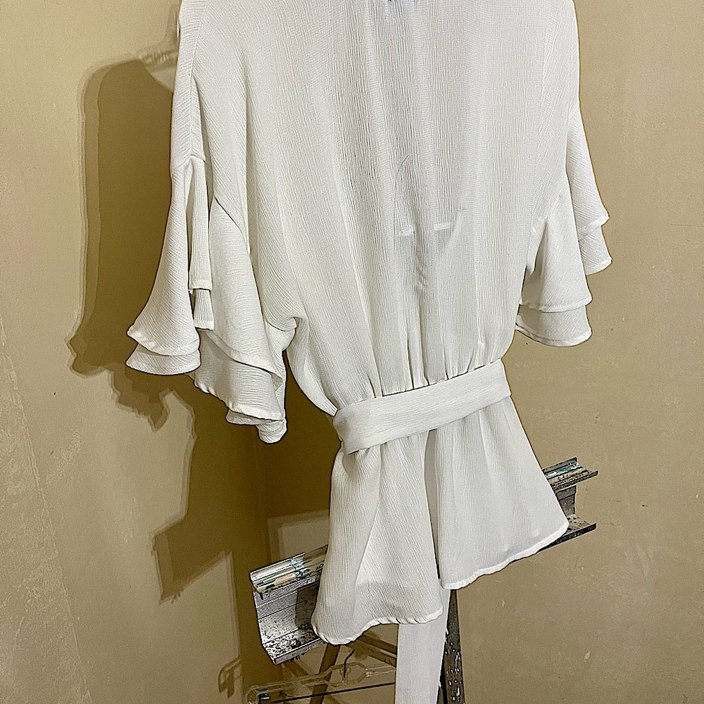 RUFFLE SHORT SLEEVE WOMENS TOP - Picture 8 of 8